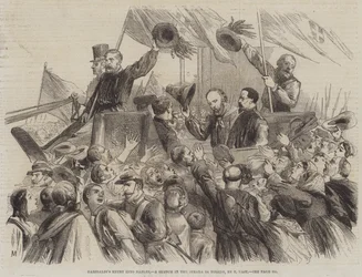 Garibaldis Einzug in Neapel, eine Skizze in der Strada di Toledo